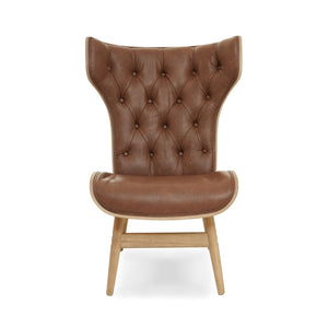 Vinsi Brown, Beige, Grey Leather Effect Chair With Winged Back